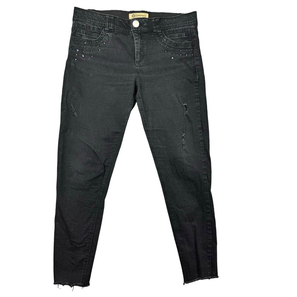 Democracy Jeggings Women's 8 Black Ab Technology Stretch Jeweled Pockets Pants